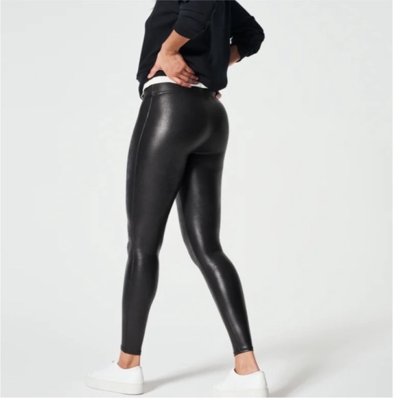 Spanx Faux Leather Black Leggings Size XS - Picture 1 of 5